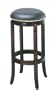 30"H Nailhead Black Leather Swivel Barstool Bar Stool in Espresso Finish