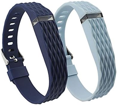Cute Replacement Wristband Bracelet Strap/ Wireless Activity and Sleep Tracker Accessory Textured Bands Pack with Watchband Style Buckle For Fitbit Flex, One Size, Navy/ Baby Blue