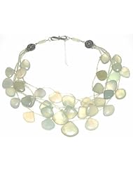 Gemwala Handmade 17" 4-Strand Sterling Silver and Green Chalcedony Gemstone Necklace