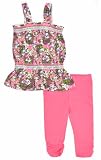 Hurley Toddler Girls Olive & Coral Sunset Floral Capri Legging 2Pc Set