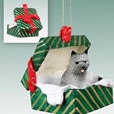 Cairn Terrier Green Gift Box Dog Ornament - Gray