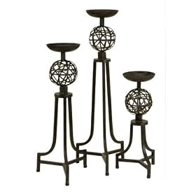 IMAX CK Mesh Metal Sphere Candlesticks, Set of 3 by IMAX