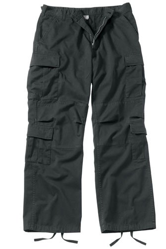 Military 8-Pocket BDU Pants Black Paratrooper Fatigues (Medium)