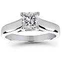 14k White Gold 1/3ctw. Princess Cut Trellis Setting Solitaire Diamond Ring - (I-J;I1-2)