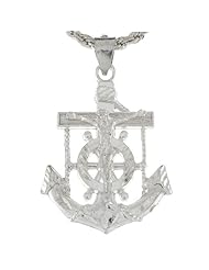 Sterling Silver Small Anchor Jesus Crucifix 3.6cm Religious Charm Pendant