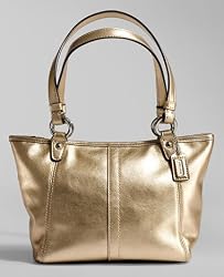 Coach Metallic Leather Small Bag Tote 42416 Gold