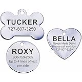 Stainless Steel Pet ID Tags - Bone, Heart, or Round - Small or Large (Bone, Regular)