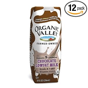Organic Valley, Lowfat Chocolate Milk (1% Milkfat), 8-Ounce Aseptic Cartons (Pack of 12)