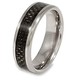 Flat Titanium Ring with Black Carbon Fiber Inlay (7.0 mm) - Sizes 8-12