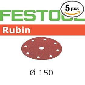 Festool 489482 Abrasives, 6 inches Diameter Rubin P50 Grit, 5 Pack