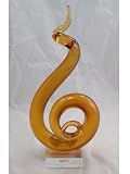 Murano Design Amber Spiral Flame Glass Sculpture C-92