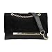 b.m.c BMC Large Black Faux Suede Gold Metal Chain Accent Envelope Style Clutch Handbag