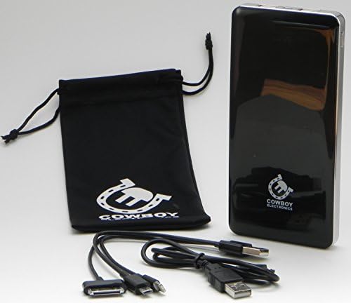 Cowboy Electronics 12,000mAh Power Bank - Ultra Slim Dual USB External Portable Battery Power Pack Charger - Apple iPhone 6, 6 Plus, 5, 5C, 5S, 4, 4S, 3, iPad 2, 3, Air, mini - Samsung Galaxy S3, S4, S5, S6, Note 4, HTC One, Nexus 4, Moto X, Motorola Droid, Android smartphone, most cell phones, Windows 8 phone, digital camera, PSP, PS Vita, GPS, Bluetooth - Includes micro-USB connector - Also includes microfiber carrying pouch - Comes with a Full 1 Year Warranty