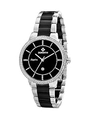 Dormith 316L Steel Watch Ceramic Fashion Watch with Blue Sapphire Glass Lady Watch Rhinestone Watch Diameter 37.5mm Watches for Women Black
