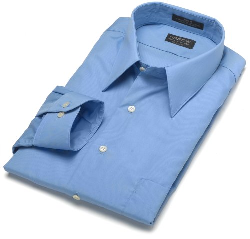 Arrow Men's Wrinkle Free Poplin Solid Long Sleeve Shirt