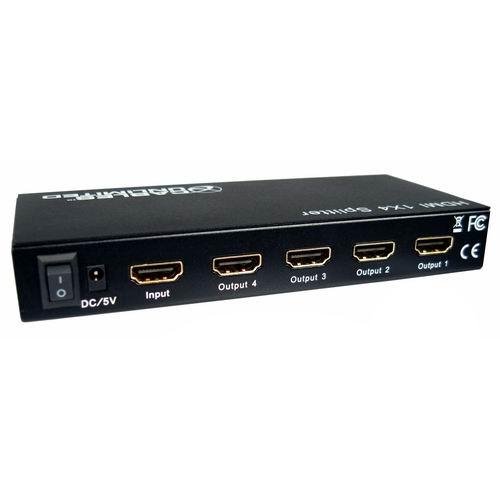 Cables Unlimited SWB-7854 4-Port HDMI Amplifier and Splitter with Power (Black)