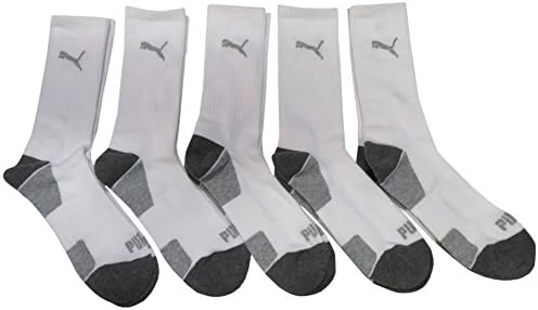 Puma Men's Crew Socks, Size 10-13, White (Pack of 5)