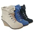 STIEFELETTE MIT KEILABSATZ DAMEN STIEFEL NEU IN VERSCHIEDENEN FARBEN DAMENSCHUH SCHN�RSTIEFEL