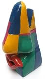 Picasso Art Style Lip Nose Eyeglasses Holder - Geometric Green Gold Red & Blue Picasso Art Style Lip Nose Eyeglasses Holder - Geometric Green Gold Red & Blue