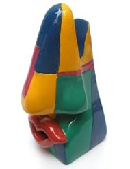 Picasso Art Style Lip Nose Eyeglasses Holder - Geometric Green Gold Red & Blue by 