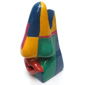 Click here to buy Picasso Art Style Lip Nose Eyeglasses Holder - Geometric Green Gold Red & Blue.