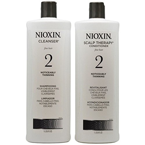 Nioxin System 2 Cleanser & Scalp Therapy Duo (Natural Hair: Noticeably Thinning) 33.8 oz (1 Liter)