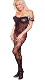 Elegant Moments Plus Size Ruffle Top Bodystocking Style 1607Q - Black