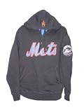 New York Mets Distressed Logo Hooded Pullover Fleece Sweatshirt