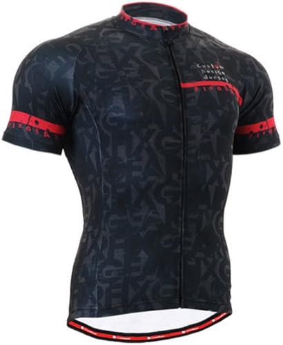 Leohester Men's Short Sleeve Cycling Jersey Black XL