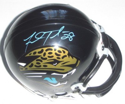 Fred Taylor Autographed/Hand Signed Jacksonville Jaguars Replica Mini Helmet (Teal Autograph)