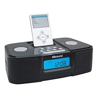 IQ Sound IQ-1307 Black Digital Alarm Clock AM FM Radio iPod Docking Station