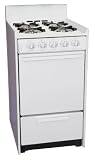 20 Freestanding Gas Range with Manual Clean and Lower Broiler: White and Natural Gas