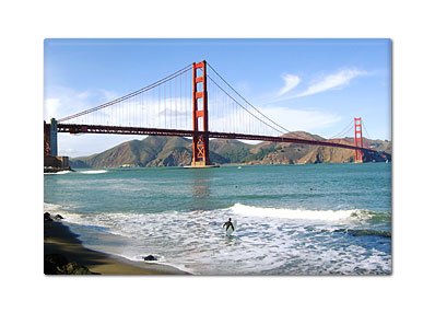 San Francisco Golden Gate Bridge and Surfer Fridge Magnet