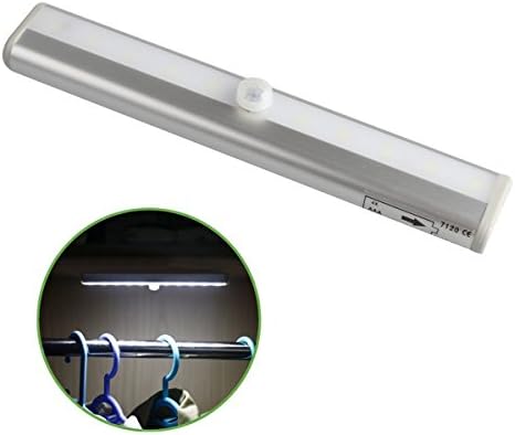 BestGrew Auto 10 LED PIR IR Infrared Motion Detector Wireless Sensor Lights Stick-On Tap Light Lamp for Coat Closet/ Bar/ Kitchen Cabinet/ Headboard Bookcase/ Drawers/ Bathroom (Warm White)