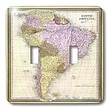 Florene Vintage - Old South America Map - Light Switch Covers - double toggle switch