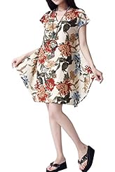 V-neck Floral Print Cap Sleeves Polyester Mini Dress 