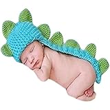 Kalevel Cute Cartoon Dinosaur Style Infant Newborn Baby Girl Boy Crochet Beanie Hat Clothes Baby Photograph Props