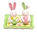 EASTER BUNNY kitchen SALT and PEPPER SHAKERS w/tray 3pc