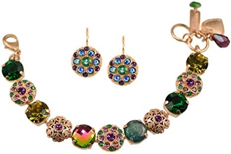 Mariana 24k Matte Rose Gold Plated "Luck" Swarovski Crystal Tennis Bracelet and Earrings Jewelry Set