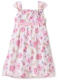 Youngland Girls 2-6X Butterfly With Flower Chiffon Dress, White Pink Multi, 5