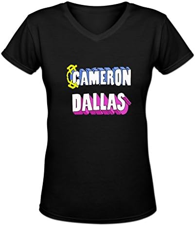 Knocktry Cameron Dallas Logo Series Females Custom 100% Cotton V-Neck T-Shirt S Black