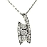 Ladies Fashion prong and Bead Set Round Diamond Pendant on Cable Chain Diamond .83cttw H/i Si3