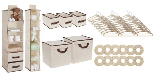 Delta 48 Piece Nursery Closet Organizer with Extra 6 Shelf Hanging Unit, Beige