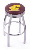 Central Michigan Chippewas Single Rung Ribbed Flat Ring Chrome Swivel Bar Stool