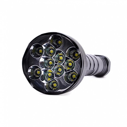 High Power 40w Best Ridiculously Bright 14,400 Lumens 12 Cree XM-L U2 LED With Li-Ion Batteries 18650 / 28650 Black Hand Held FlashLight Torch Light Lantern L-48