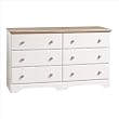 South Shore Furniture, Summertime Collection, Double Dresser, Pure White and Natural Maple