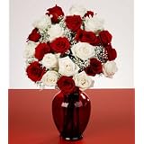 Roses - Two Dozen Long Stemmed Red & White Roses