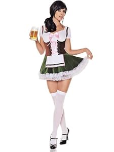 Mystery House Women's Beer Girl Costume, Brown/Green,X-Large