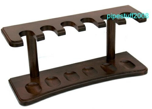 Solid Walnut Tobacco Pipe Rack - Holds 6 pipes