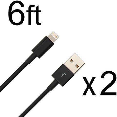 Toplus(TM) Black 2 PCS 6 FT Extra Long 8 Pin to USB 2 M Sync Transfer Data and Charger Cord Wire for iPhone 6 plus, iPhone 6, iPhone 5s 5c 5, iPad Air, iPad mini, iPad mini 2, iPad 4, iPod 5, and iPod Nano 7. (6 feet, 2 meter)